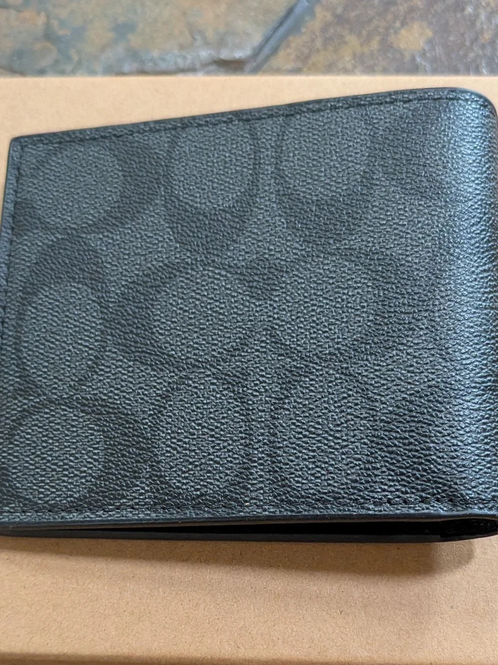 Coach Men’s Charcoal/Black Signature Canvas Bifold Wallet